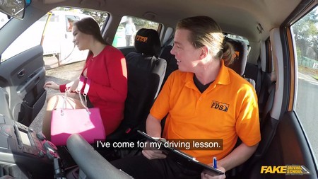 FakeDrivingSchool Curvy Brunette Sucks Hot Cock