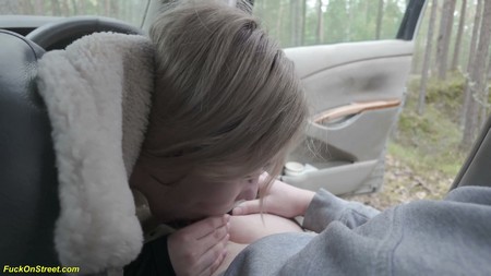FuckOnStreet Couple Fucks on the Roadside in the Car